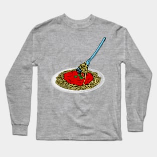 Girl Eating Spaghetti Sticker Long Sleeve T-Shirt